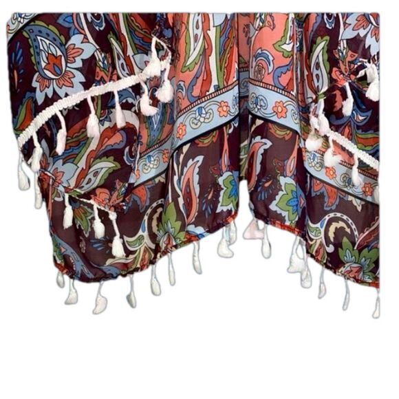 Vibrant Floral Bohemian Kimono with Tassels for Effortless Style - Picture 5 of 6